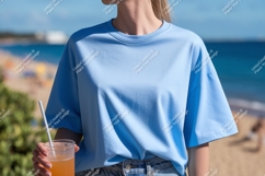 Blue shirt beverage beach summer Product Image 1