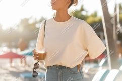 Woman holding coffee and sunglasses drink casual Product Image 1