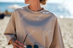 Beige sweatshirt beach drink sunglasses image Product Image 1