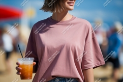 Pink t shirt beverage drink Product Image 1