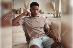 Relaxed Man On Sofa Tshirt Mockup Image Product Image 1