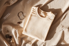 Folded cream t shirt with bracelet and dried botanicals Product Image 1