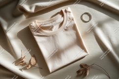 Peach t shirt draped fabric dried leaves image Product Image 1