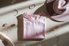 Pink t shirt and lavender hat mockup image Product Image 1