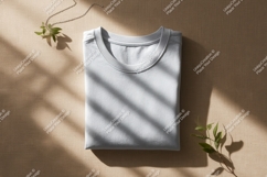 White folded t shirt with plant and necklace image Product Image 1