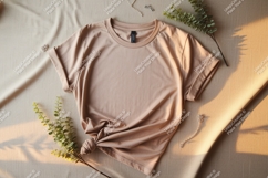 Beige t shirt jewelry greenery mockup Product Image 1
