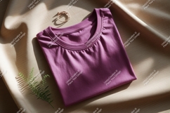Purple t shirt gold ring fern leaf mockup Product Image 1