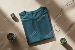 Teal shirt succulent necklace mockup image Product Image 1