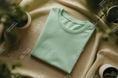 Mint green t shirt mockup with plants image Product Image 1