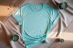 Aqua t shirt mockup with plants image Product Image 1