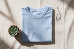Light blue t shirt succulent necklace plant Product Image 1