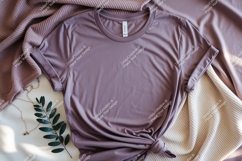 Mauve shirt with gold necklace and green leaf image Product Image 1