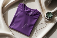 Purple t shirt draped fabric succulent mockup Product Image 1