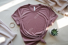 Mauve t shirt with rolled sleeves and knot clothing Product Image 1