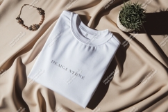 White t shirt with text and necklace tshirt jewelry Product Image 1
