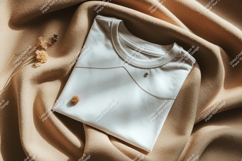 White t shirt draped fabric dried flowers mockup t-shirt Product Image 1
