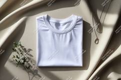 Folded white t shirt draped fabric necklace mockup Product Image 1