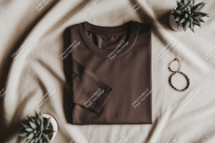 Brown t shirt mockup with plants and bracelet succulent Product Image 1