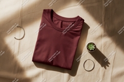 Maroon t shirt jewelry plant mockup image Product Image 1