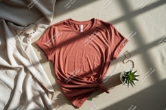 Terracotta t shirt draped fabric jewelry plant image Product Image 1