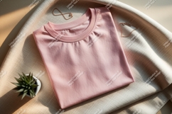 Pink t shirt with jewelry and plant mockup Product Image 1