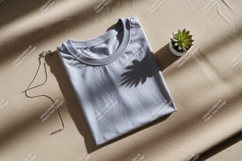 Light blue t shirt with silver necklace and plant mockup Product Image 1