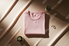 Pink t shirt mockup with plants and jewelry clothing Product Image 1