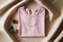 Pink shirt gold necklace eucalyptus image Product Image 1