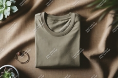 Folded olive t shirt with succulent mockup Product Image 1