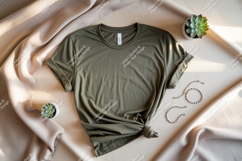 Olive green t shirt draped fabric mockup Product Image 1