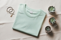 Mint green t shirt with succulents and jewelry image Product Image 1