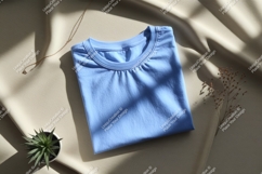 Blue t shirt gold necklace potted plant mockup apparel Product Image 1