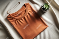 Orange shirt gold necklace succulent plant image Product Image 1