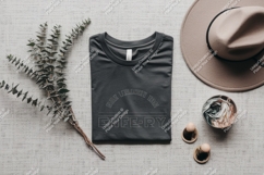 Dark gray t shirt with text and hat image Product Image 1