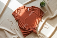 Terracotta t shirt with pearl necklace and succulent Product Image 1