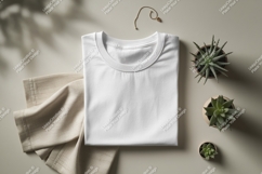 Orange shirt mockup with plant and bracelet image Product Image 1