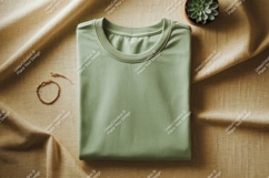 Green t shirt mockup with jewelry and plant image Product Image 1