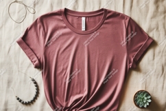 Rose colored t shirt mockup with jewelry pink Product Image 1