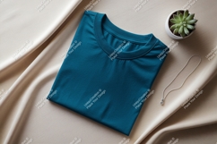 Teal t shirt draped fabric succulent necklace image Product Image 1