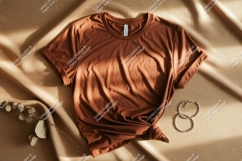 Brown t shirt mockup with jewelry clothing apparel Product Image 1