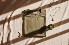 Olive t shirt necklace succulent plant green Product Image 1
