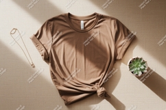 Brown t shirt gold necklace succulent image Product Image 1