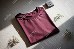 Maroon t shirt with jewelry and foliage clothing apparel Product Image 1