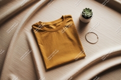 Mustard t shirt succulent bracelet fabric image Product Image 1