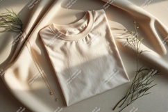 Cream shirt gold necklace delicate plants jewelry Product Image 1