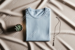 Light blue t shirt succulent necklace mockup clothing Product Image 1