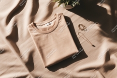 Folded beige t shirt jewelry plant image Product Image 1