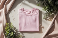 Pink shirt jewelry plants fabric t-shirt mockup Product Image 1