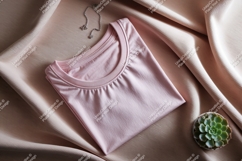 Pink t shirt draped fabric silver necklace succulent Product Image 1