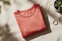 Coral tee necklace succulent shirt folded Product Image 1